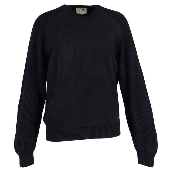 Hermès Embossed Print Knitted Sweater in Black Wool